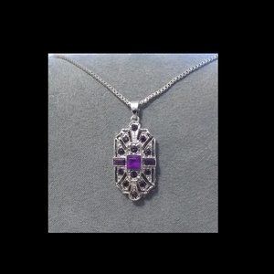 New Faux Purple Gem Necklace $5 add on with any purchase